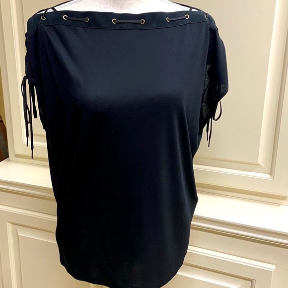 New Polo Ralph Lauren Suede Leather Western Top Laced Bateau Neckline Small - Picture 5 of 12